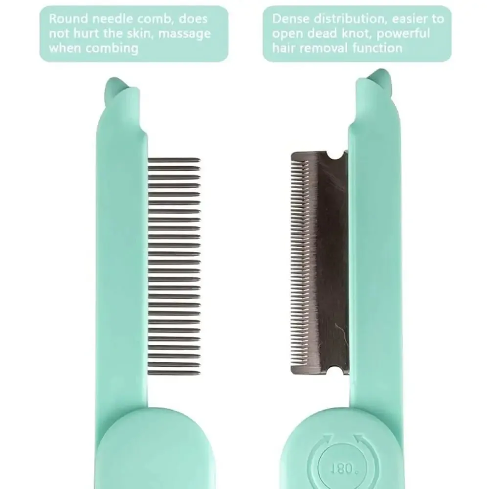 2 In1 Foldable Comfortable Safe Deshedding Pet Grooming Brush Tool for Long and Short Fur