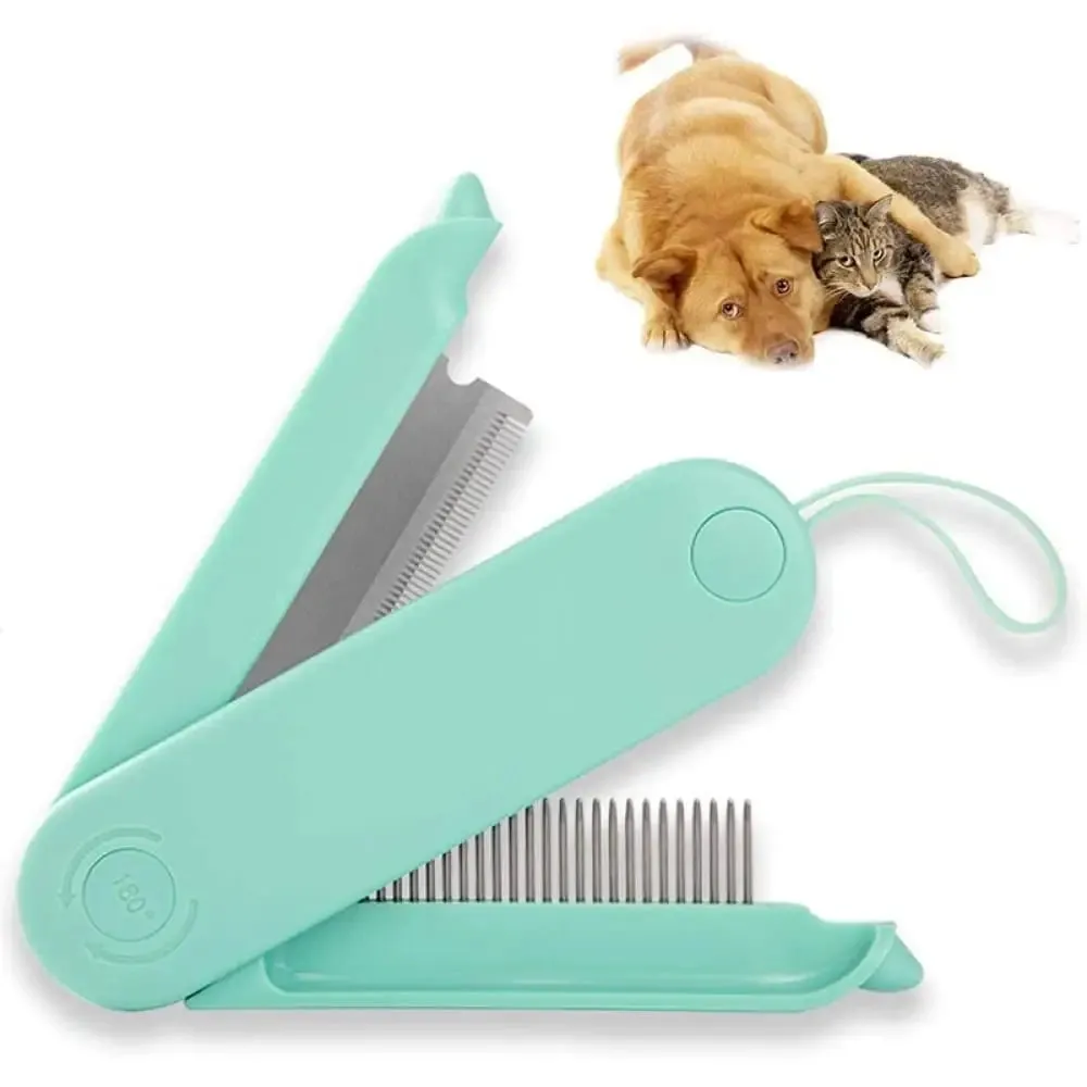 2 In1 Foldable Comfortable Safe Deshedding Pet Grooming Brush Tool for Long and Short Fur