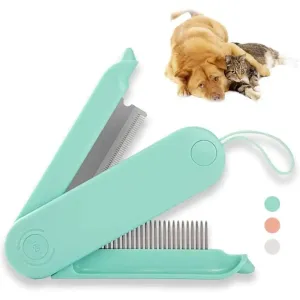 2 In1 Foldable Comfortable Safe Deshedding Pet Grooming Brush Tool for Long and Short Fur