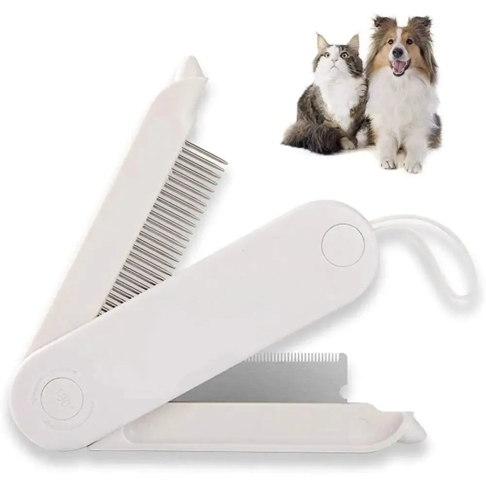 2 In1 Foldable Comfortable Safe Deshedding Pet Grooming Brush Tool for Long and Short Fur