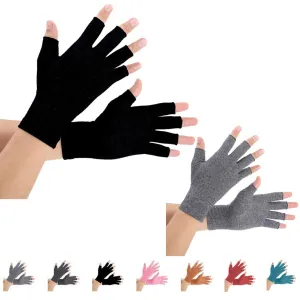 2 Pairs Arthritis Compression Gloves for Arthritis Pain Relief, Rheumatoid, Osteoarthritis and Carpal Tunnel for Men and Women, Fingerless for Typing (Small, Pureblack Gray) Small (2 Pair)