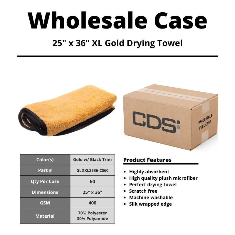 25" x 36" XL Gold Drying Towel [Case of 60]