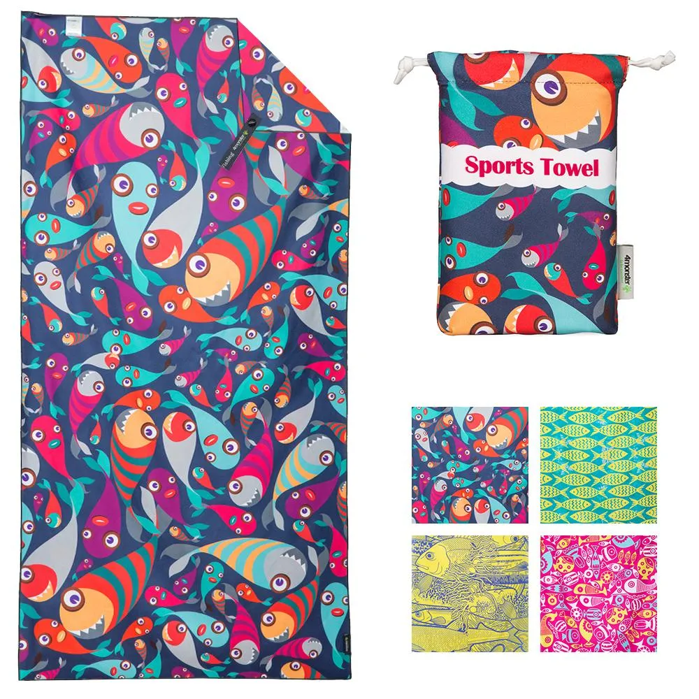 4Monster Microfiber Beach Towel Quick Dry Absorbent Lightweight Towel Fish Fashion