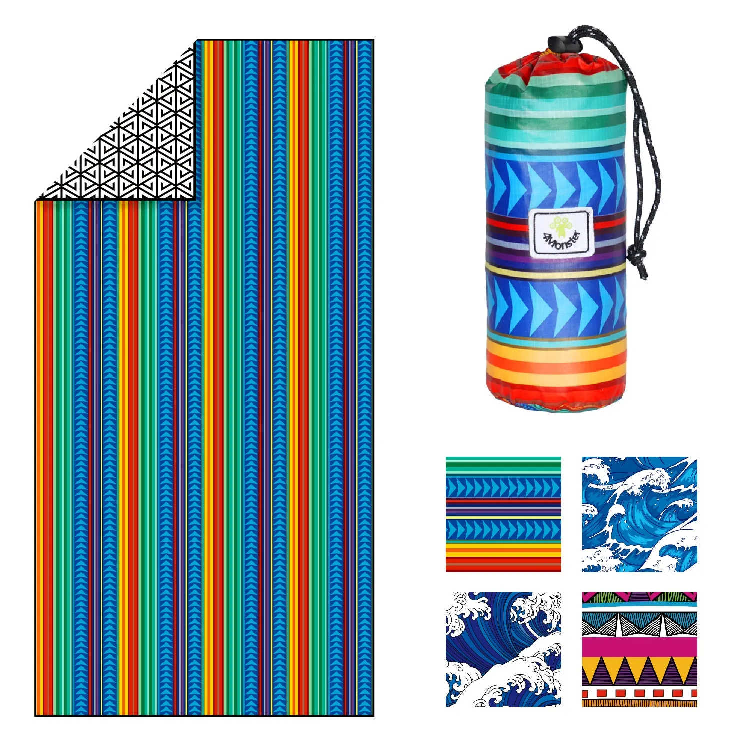 4Monster Sand-Free Beach Towel Multi-Color Stripe