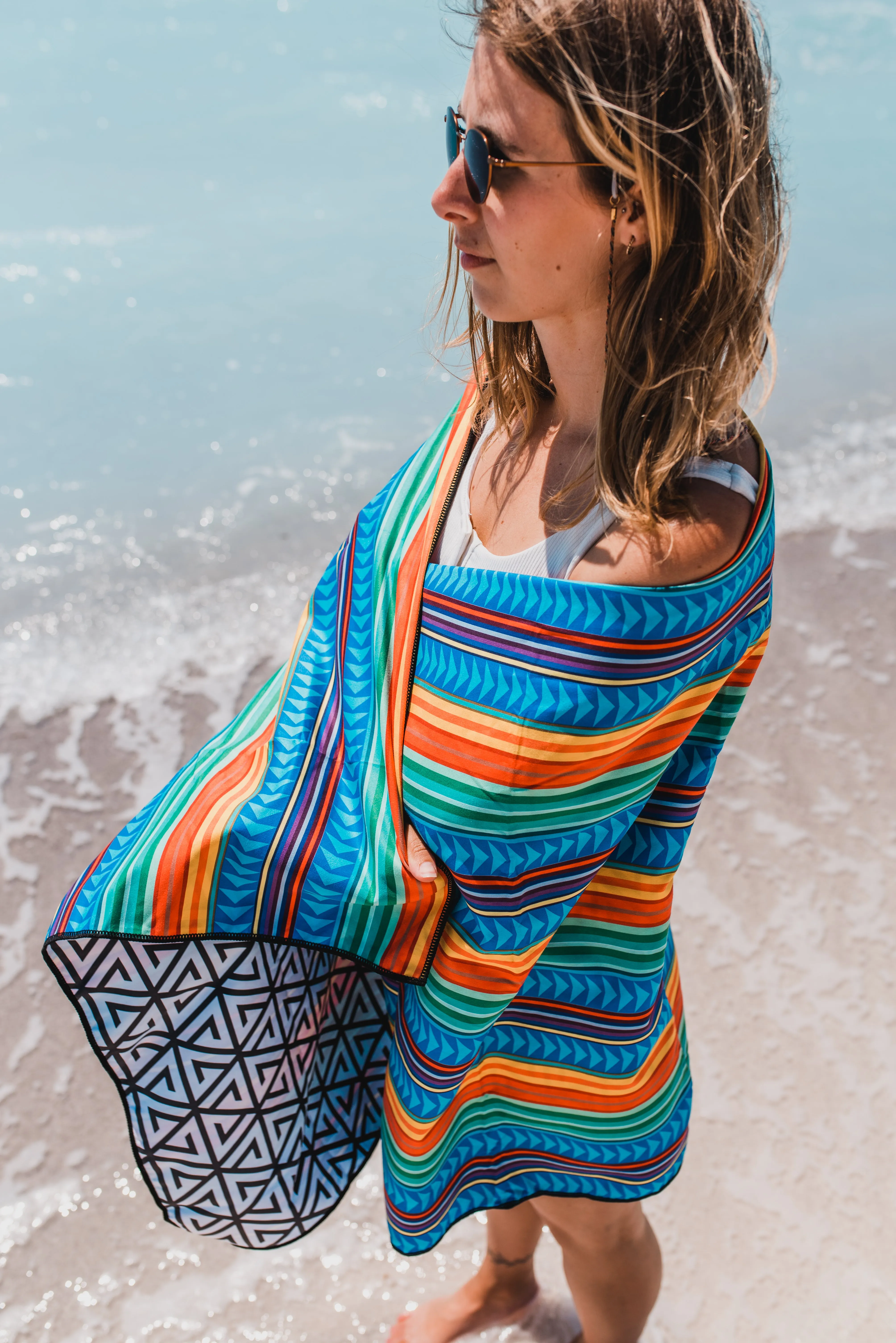 4Monster Sand-Free Beach Towel Multi-Color Stripe