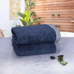 500 GSM Bamboo Hand Towel Set Of 2 - Blue | Ultra Soft & Highly Absorbent Towels