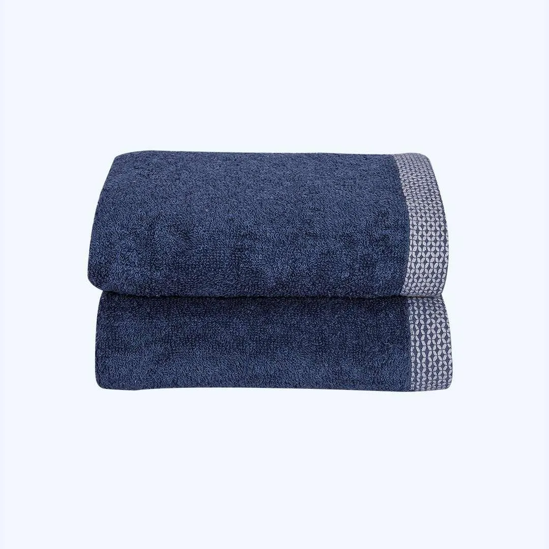 500 GSM Bamboo Hand Towel Set Of 2 - Blue | Ultra Soft & Highly Absorbent Towels