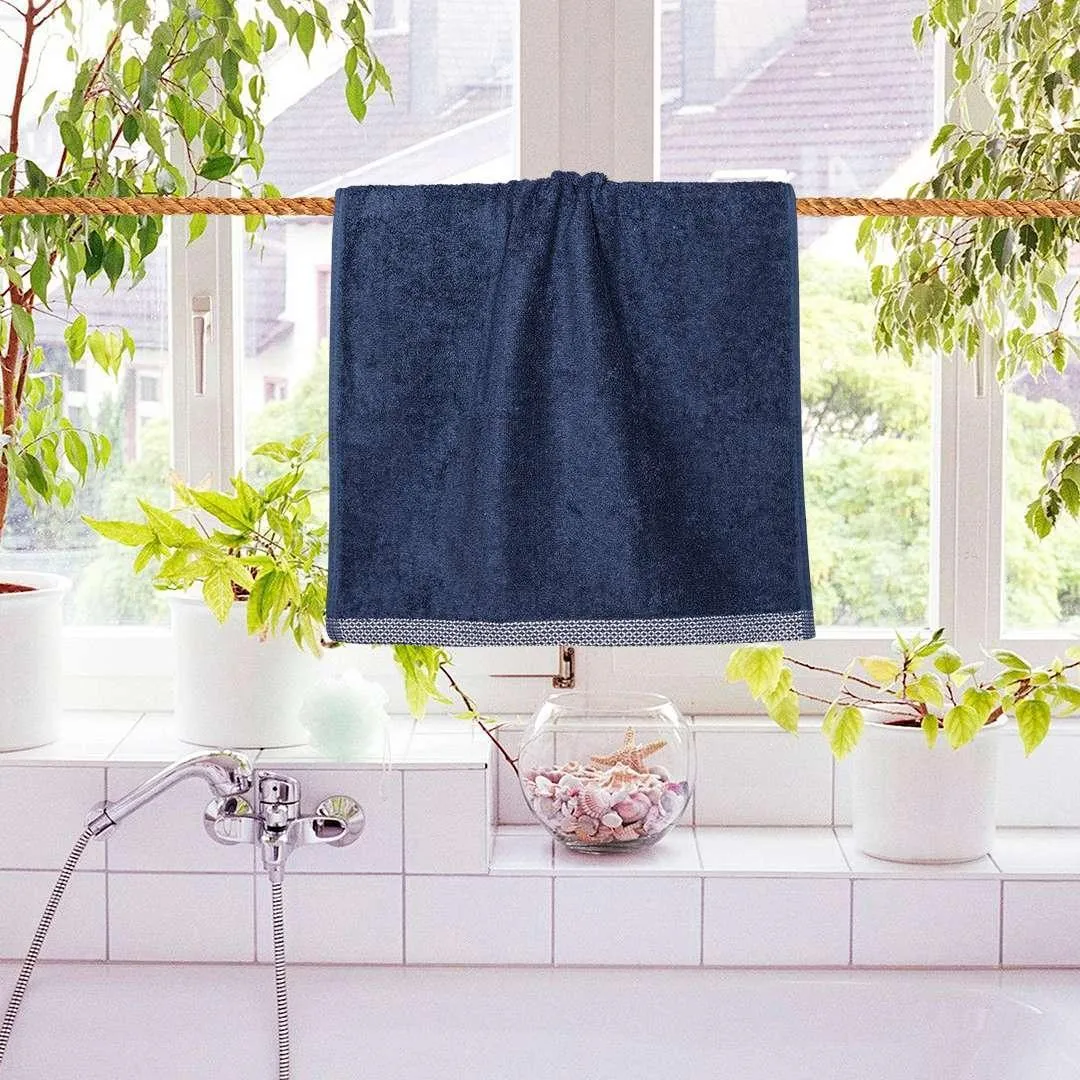 500 GSM Bamboo Hand Towel Set Of 2 - Blue | Ultra Soft & Highly Absorbent Towels