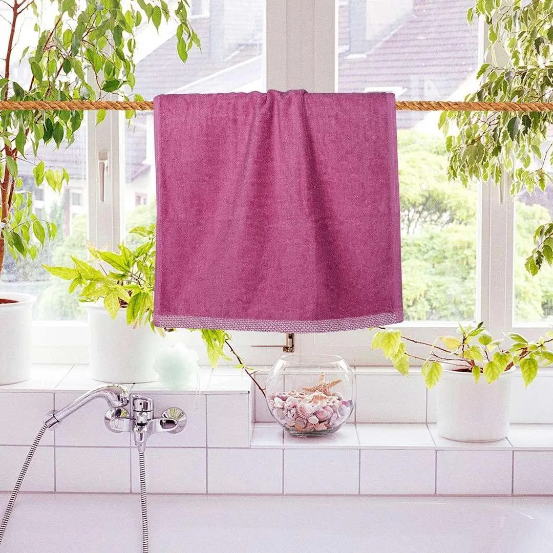 500 GSM Bamboo Hand Towel Set Of 2 - Purple | Ultra Soft & Highly Absorbent Towels