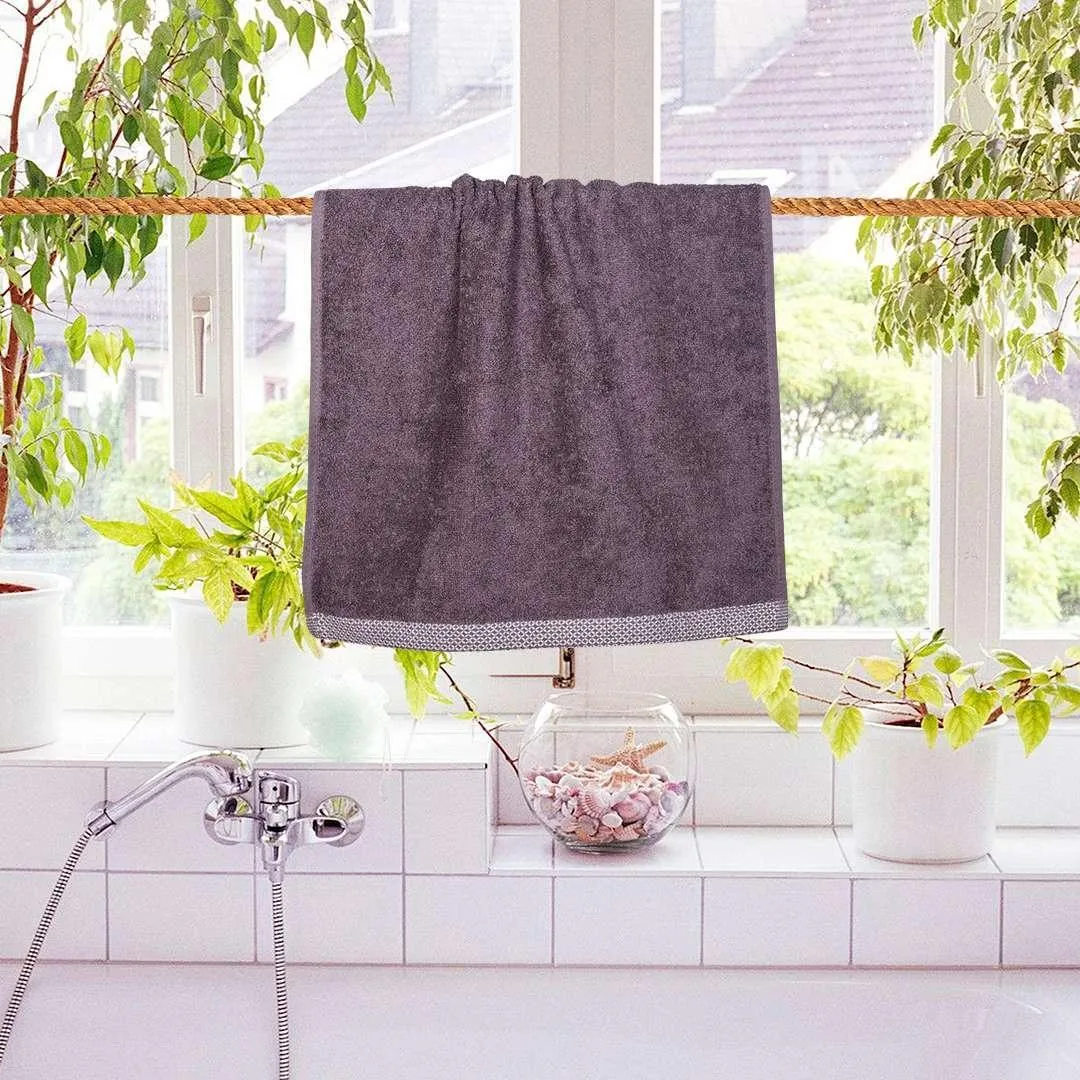 500 GSM Bamboo Hand Towels Set Of 4 - Peach & Ash Grey | Ultra Soft & Highly Absorbent Towels