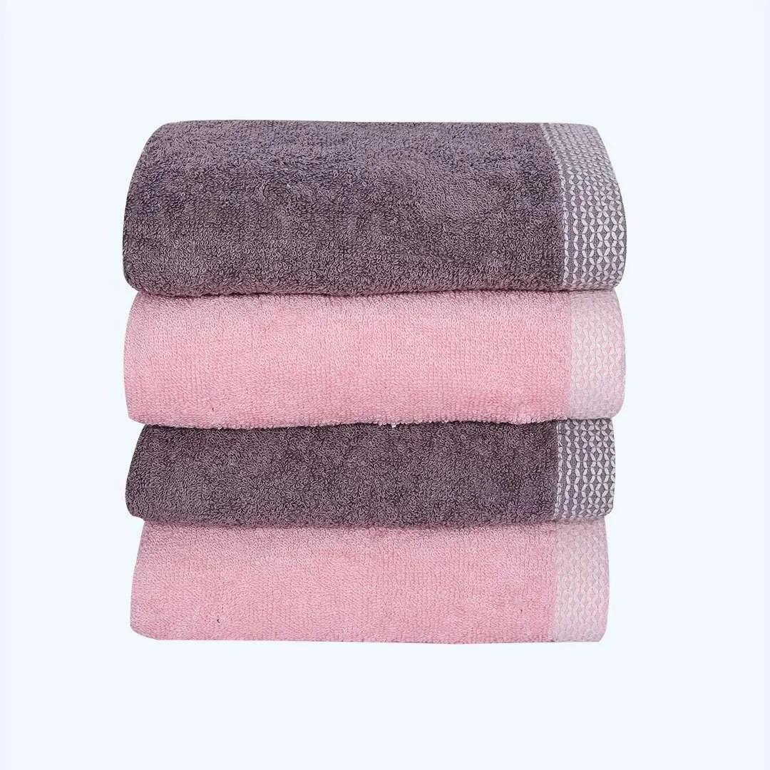 500 GSM Bamboo Hand Towels Set Of 4 - Peach & Ash Grey | Ultra Soft & Highly Absorbent Towels