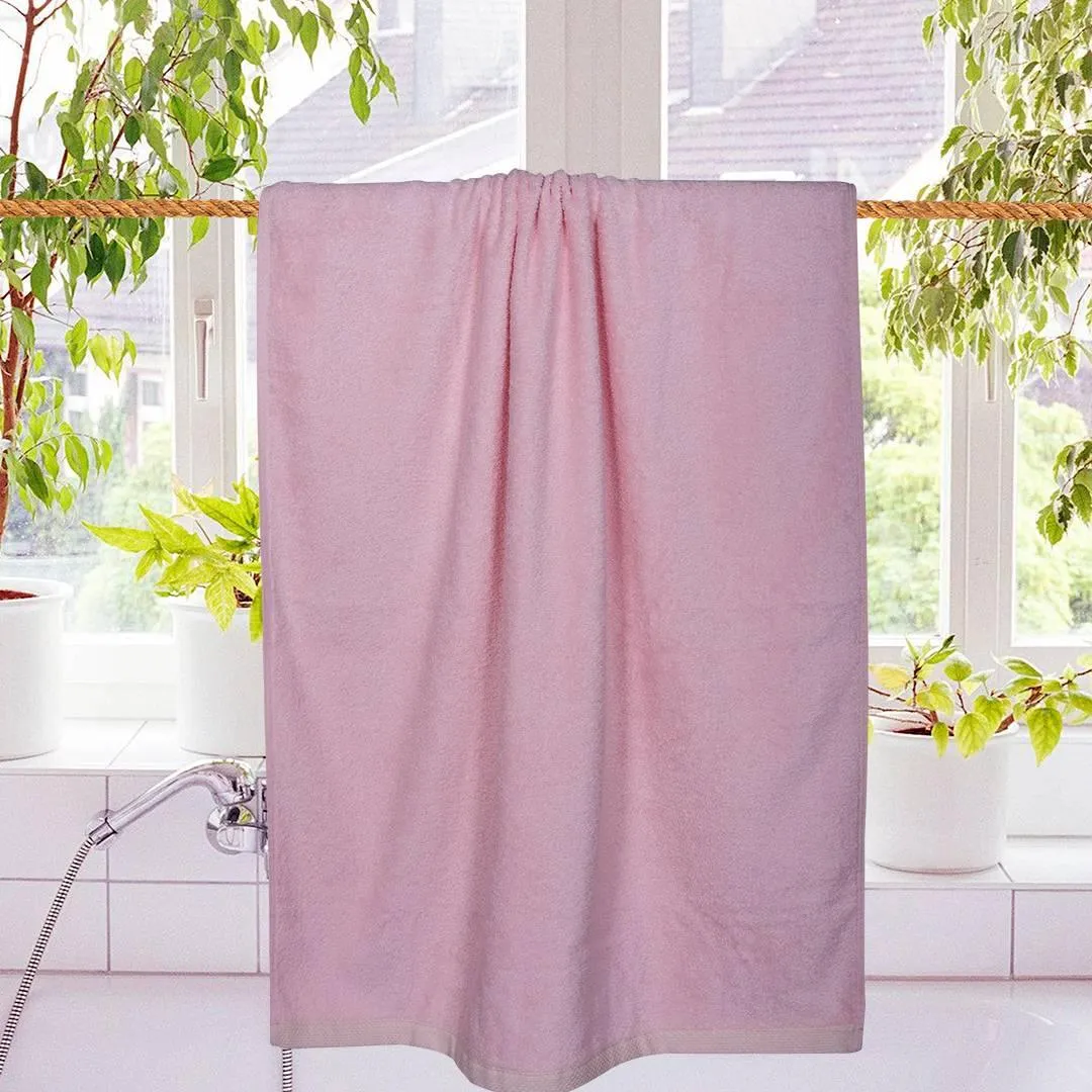 500 GSM Bamboo Towels Set Of 2 - Pink | Ultra Soft & Highly Absorbent Towels