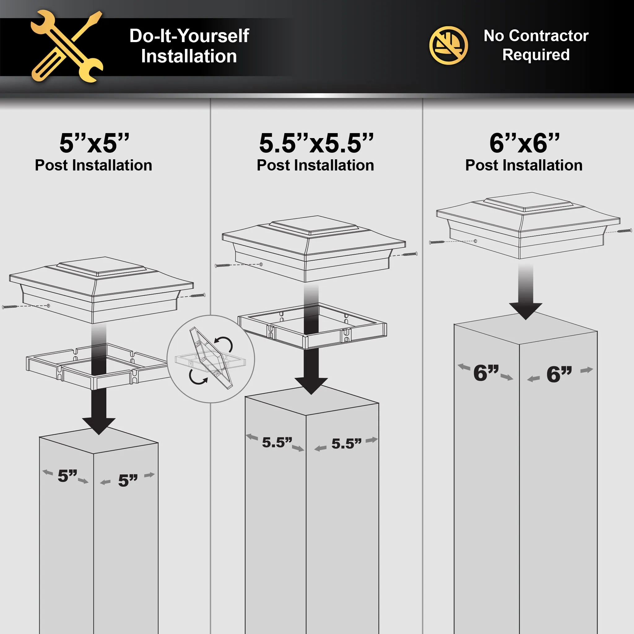 6x6 Aluminum Post Cap - Black