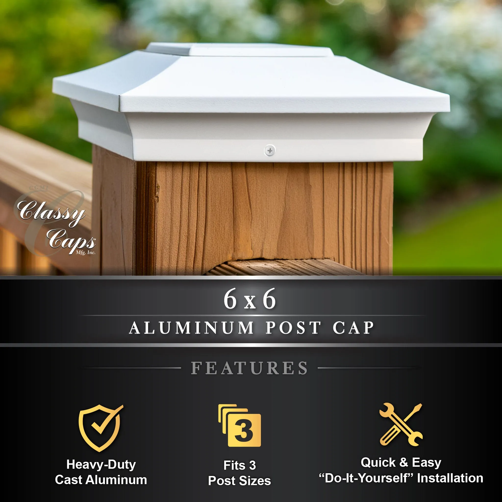 6x6 Aluminum Post Cap - White