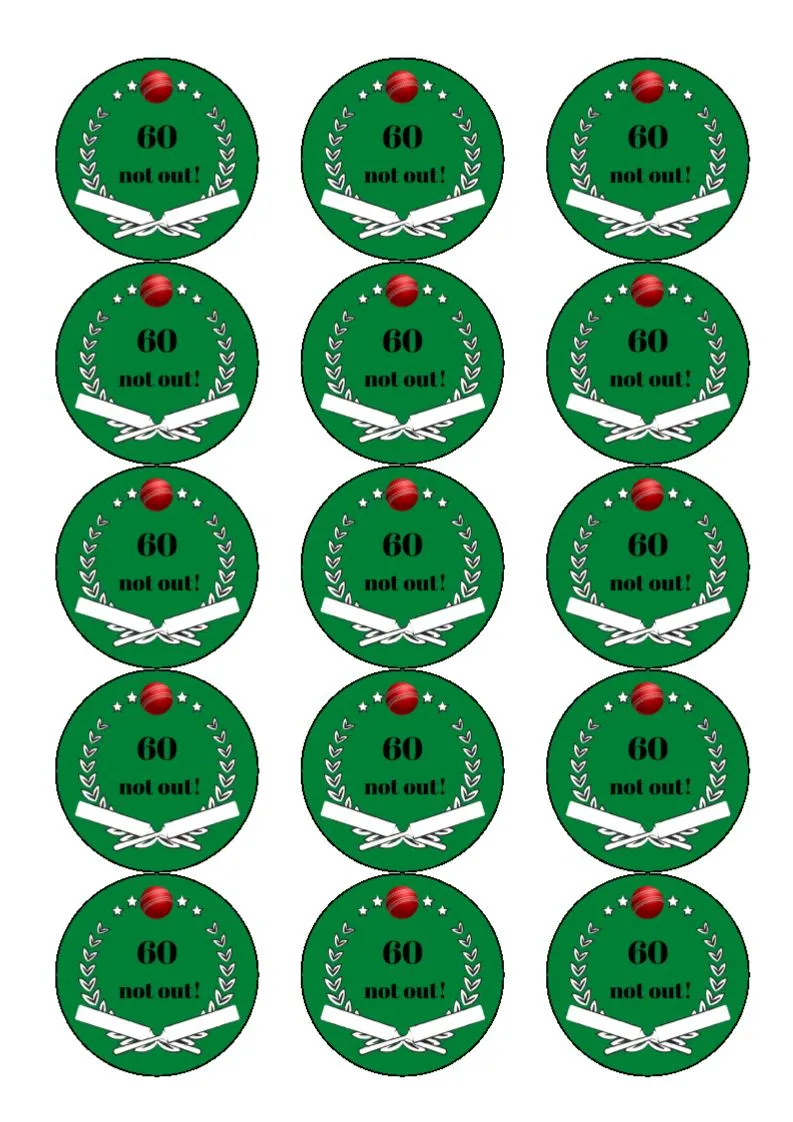 'Age' Not Out! Cricket Birthday - Cake and Cupcake Toppers