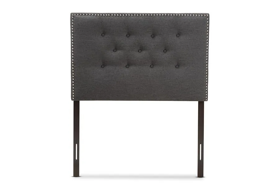 Baxton Studio Windsor Modern and Contemporary Dark Grey Fabric Twin Size Headboard