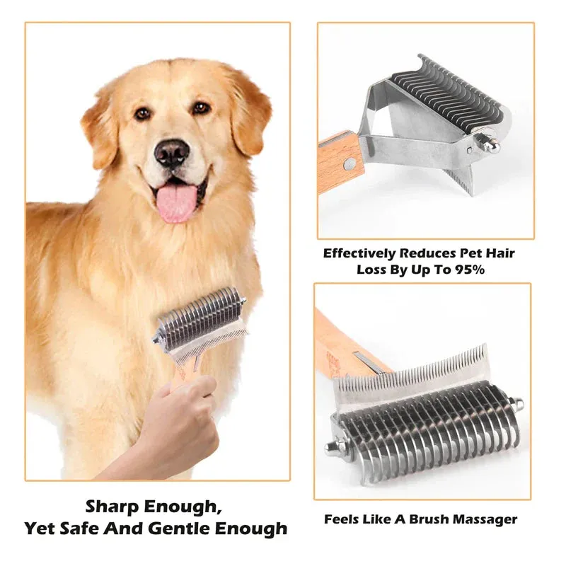 Dog Rake Brush 3 in 1 Deshedding Dematting and Detangling Comb