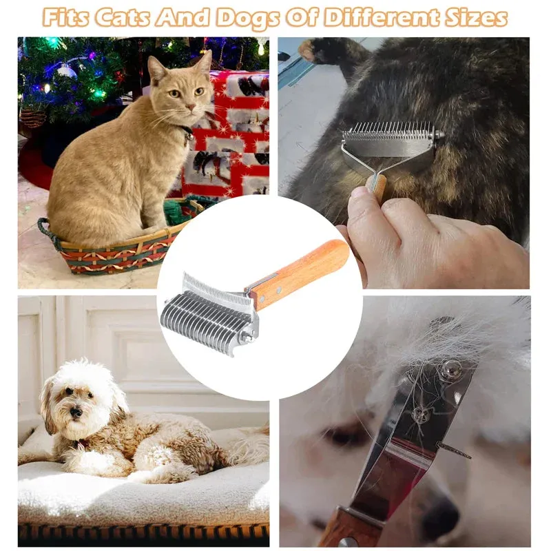 Dog Rake Brush 3 in 1 Deshedding Dematting and Detangling Comb