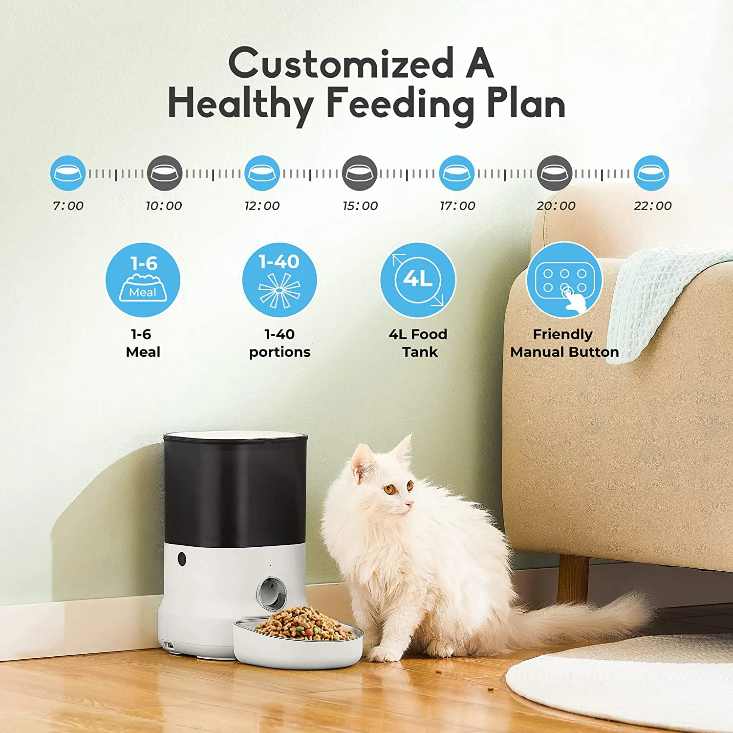 Dogness F12 Cube Programmable Pet Feeder White 4L