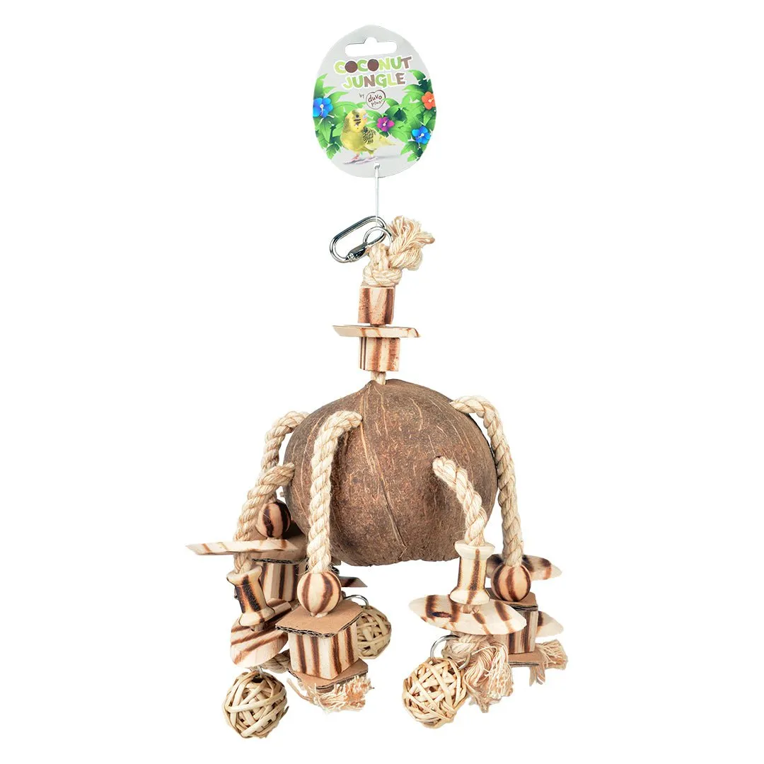 DUVO PLUS Coconut Jungle hanger with wooden blocks & willow balls 35x20x15cm brown