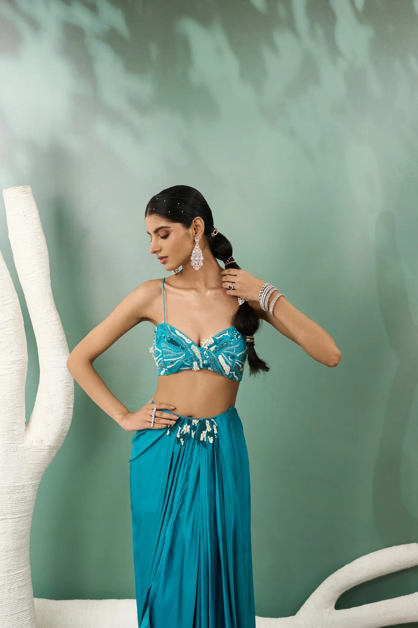 Firozi Blue Cape Skirt Set