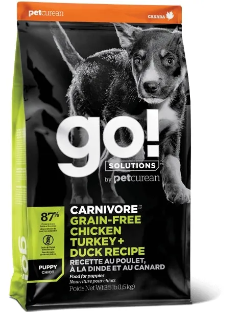 GO! Solutions Carnivore Dog Food - Chicken, Turkey   Duck Puppy Recipe