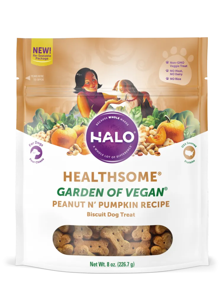 Halo Healthsome Vegan With Peanut 'n Pumpkin Flavored Dog Treats