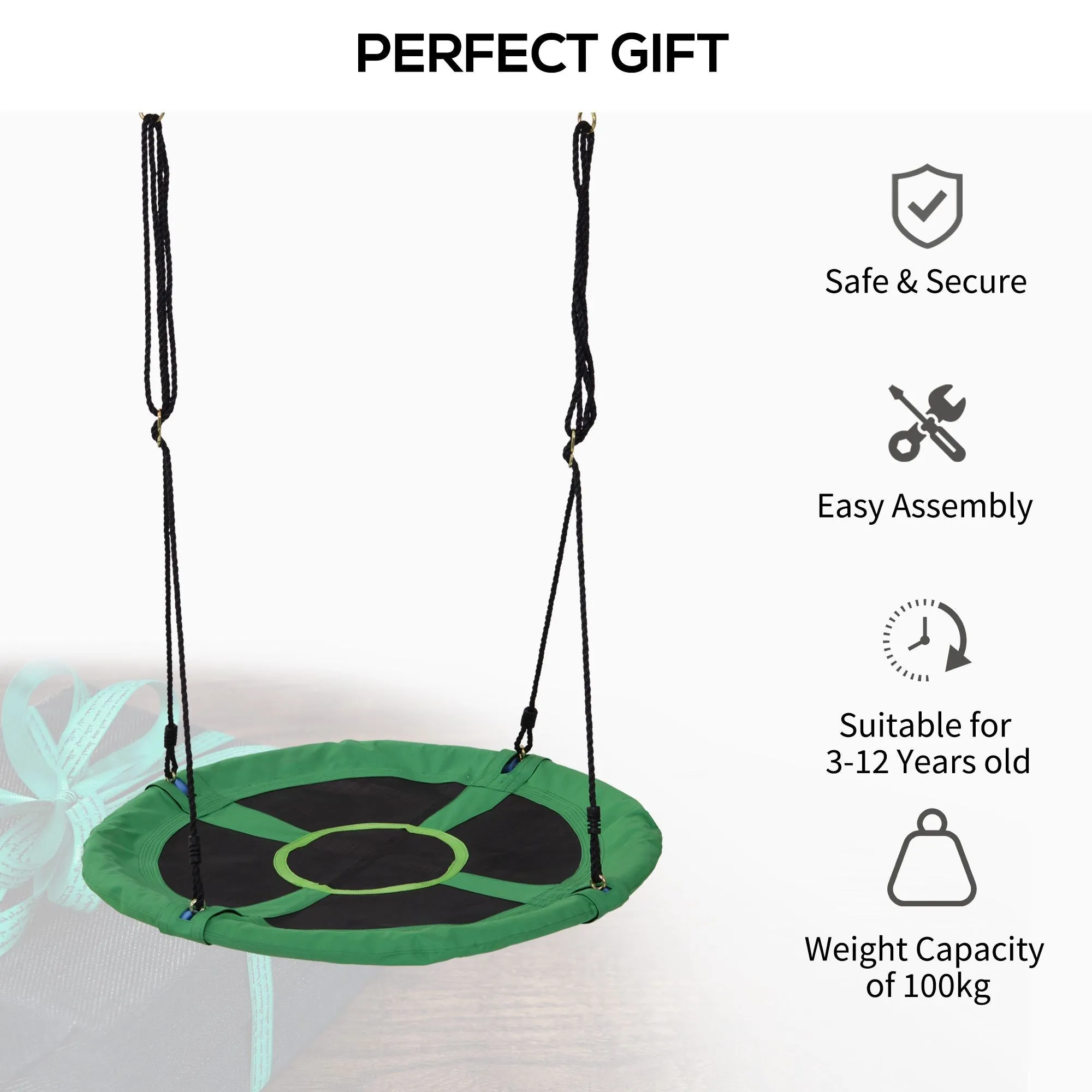 Homcom Kids Swing Black & Green