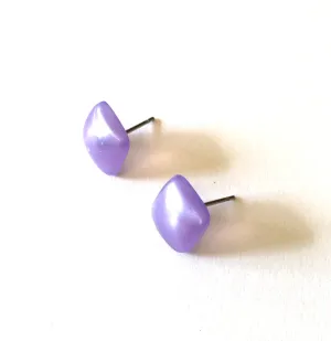 Lavender Enamel Flat Square Stud Earrings