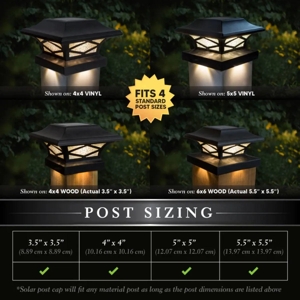 LED Solar Post Cap 6x6 20 Lumens 2700K (Pack Of 2)