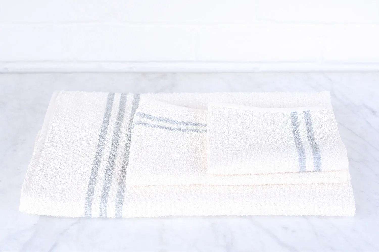 Linen & Cotton White Stripe Washcloth, Set of Two