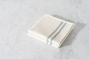 Linen & Cotton White Stripe Washcloth, Set of Two