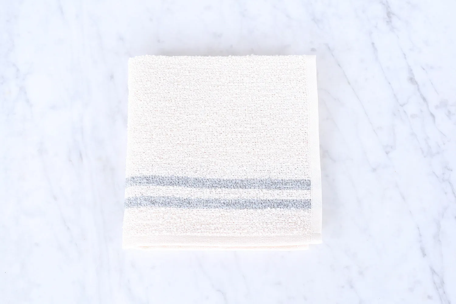 Linen & Cotton White Stripe Washcloth, Set of Two