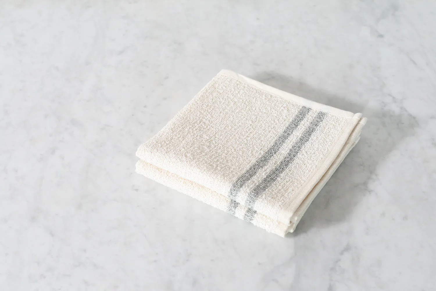 Linen & Cotton White Stripe Washcloth, Set of Two