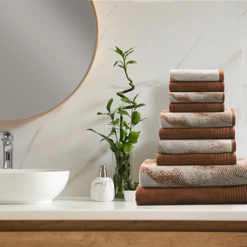 Lola Superior Marble Effect 10 Piece Cotton Towel Set