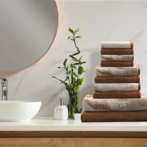 Lola Superior Marble Effect 10 Piece Cotton Towel Set
