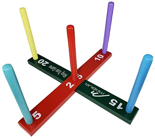 MABUA Ring Toss Game Set 20 Ropes Indoor Outdoor Hookem Horseshoe Yard Kids Adults with 10 Quoits, 10 Plastic and Carry Bag. Toys for Children Boys Girls