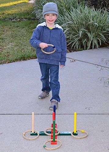 MABUA Ring Toss Game Set 20 Ropes Indoor Outdoor Hookem Horseshoe Yard Kids Adults with 10 Quoits, 10 Plastic and Carry Bag. Toys for Children Boys Girls