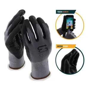 Micro Foam Nitrile Coated Nylon Work Glove with Dots on Palm - BGFLEXDOT-GY