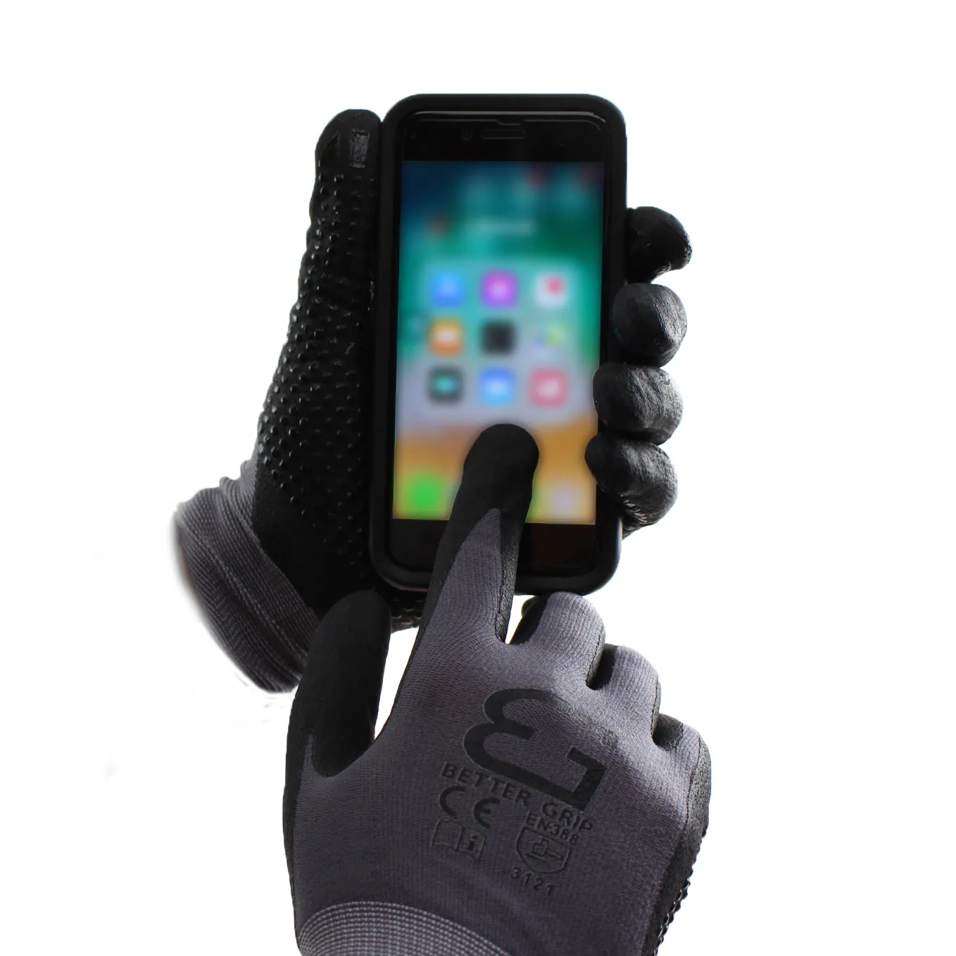Micro Foam Nitrile Coated Nylon Work Glove with Dots on Palm - BGFLEXDOT-GY