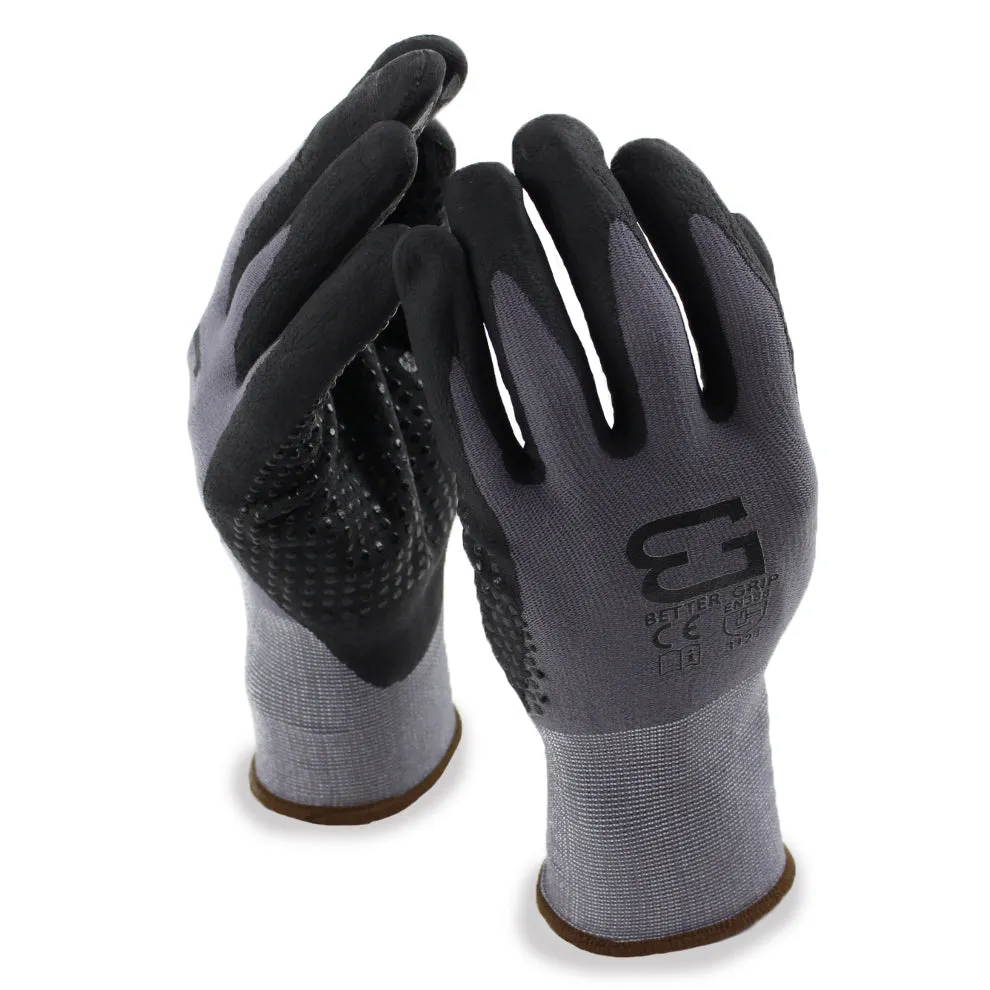 Micro Foam Nitrile Coated Nylon Work Glove with Dots on Palm - BGFLEXDOT-GY