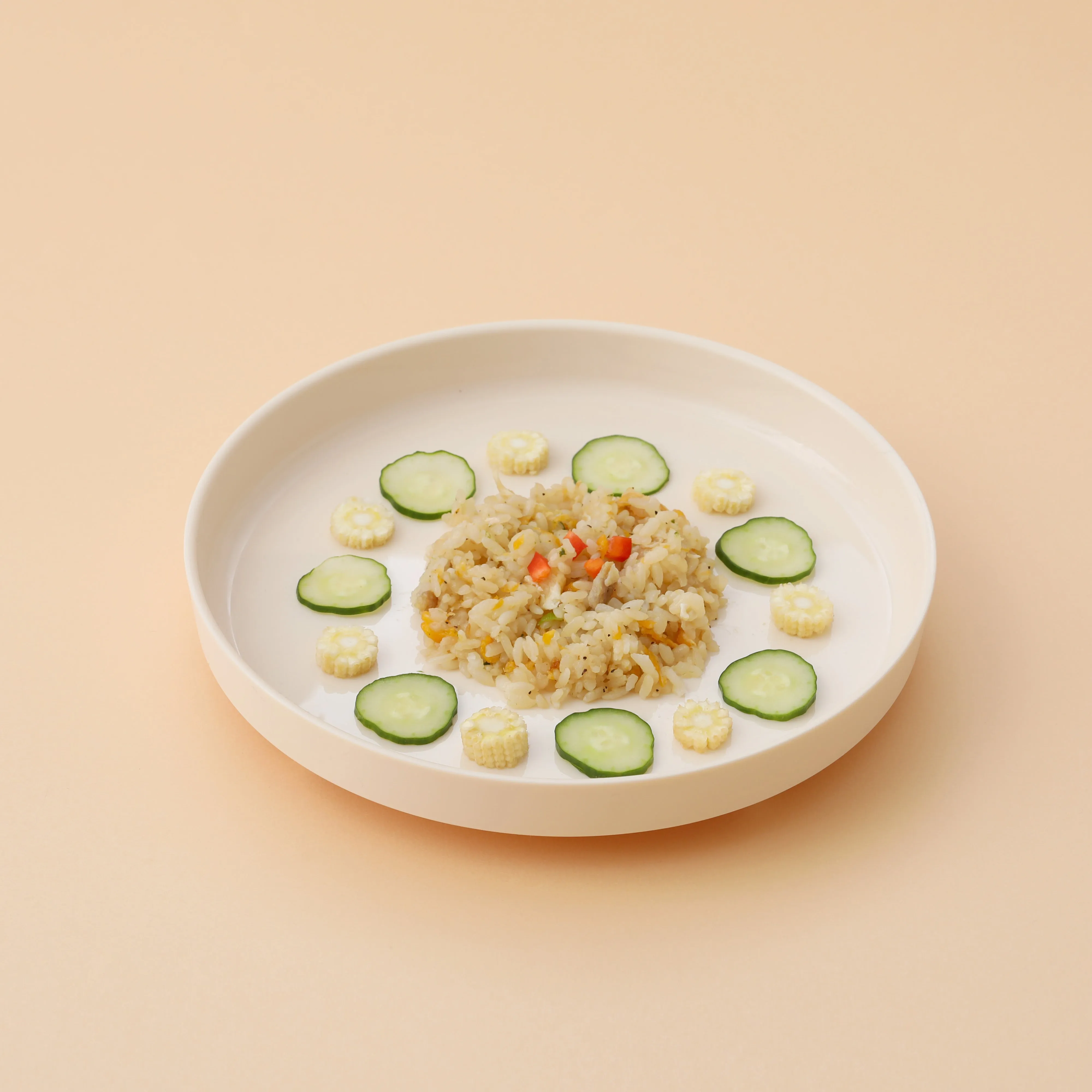 Miniware Healthy Meal Set - PLA Smart Divider Suction Plate in Vanilla   Silicone Divider in Keylime