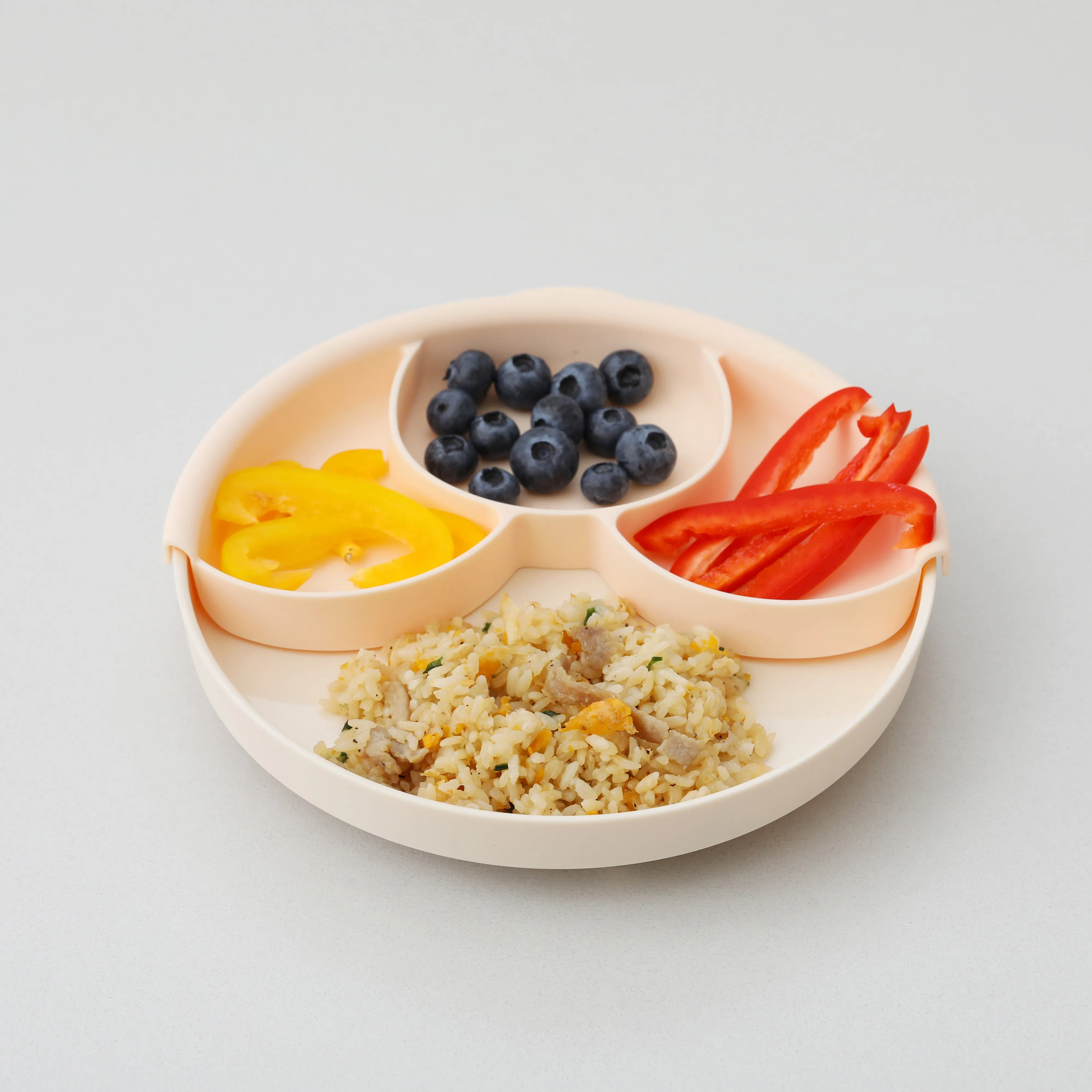 Miniware Healthy Meal Set - PLA Smart Divider Suction Plate in Vanilla   Silicone Divider in Keylime