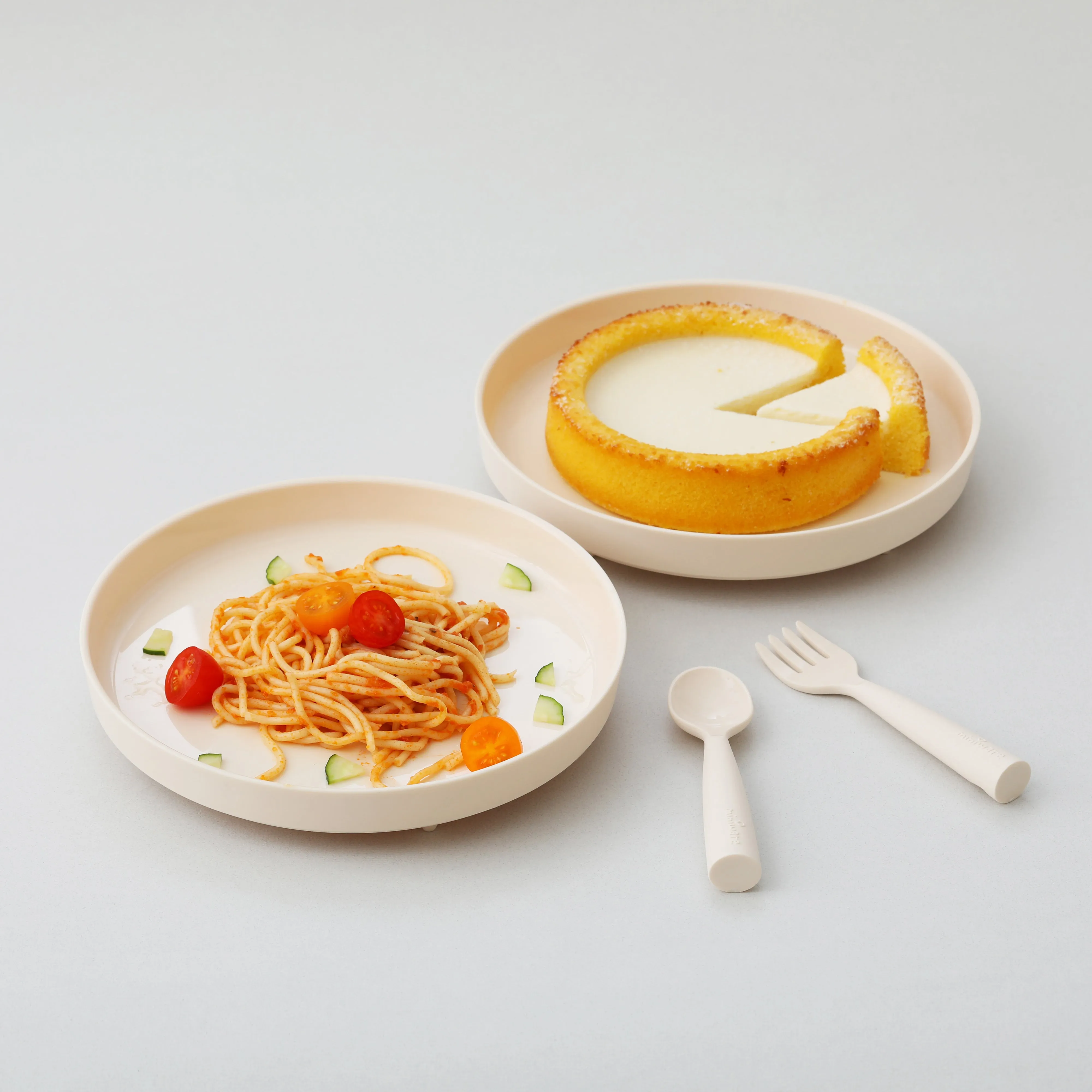 Miniware Healthy Meal Set - PLA Smart Divider Suction Plate in Vanilla   Silicone Divider in Keylime