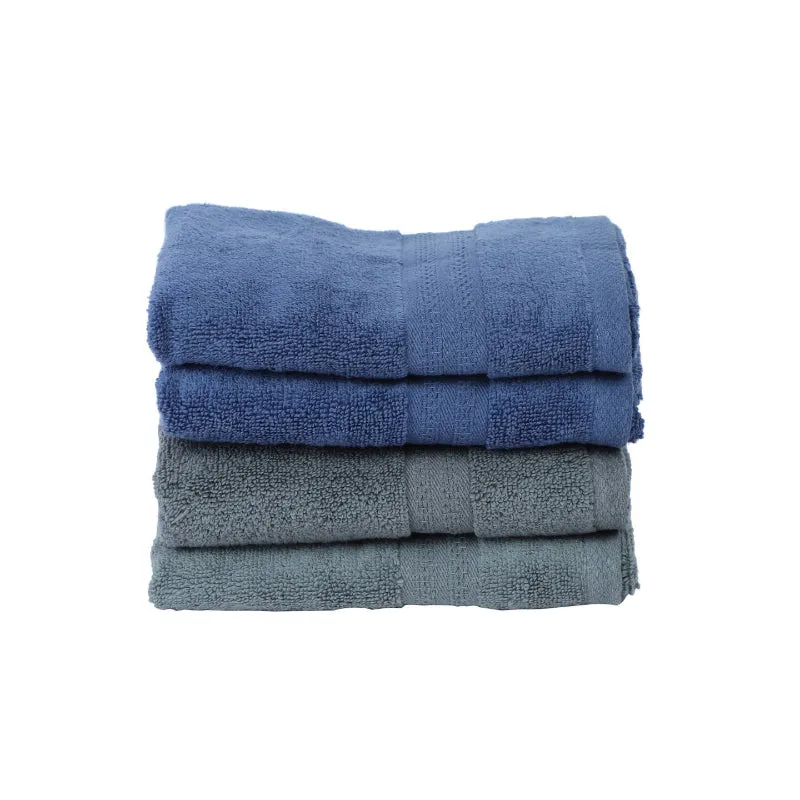 Miorah Hand Towel (Grey & Blue) - Set Of Four