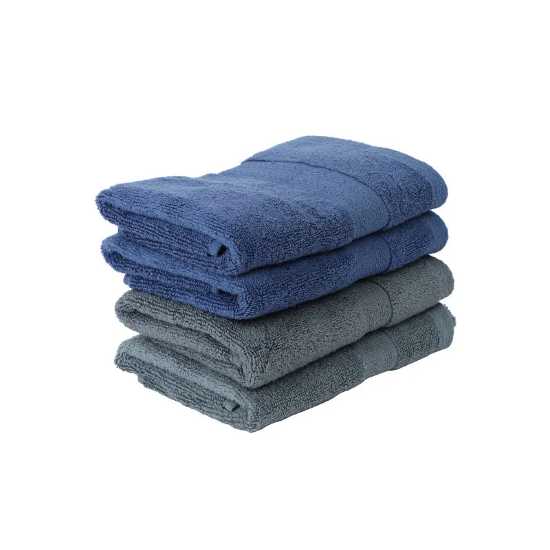 Miorah Hand Towel (Grey & Blue) - Set Of Four