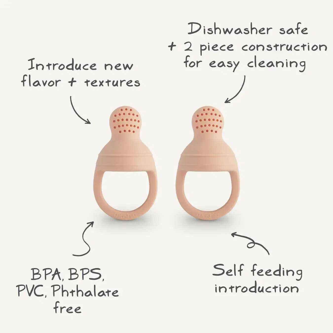 Mushie - Silicone Fresh Food Feeder 2-Pack - Shifting Sands