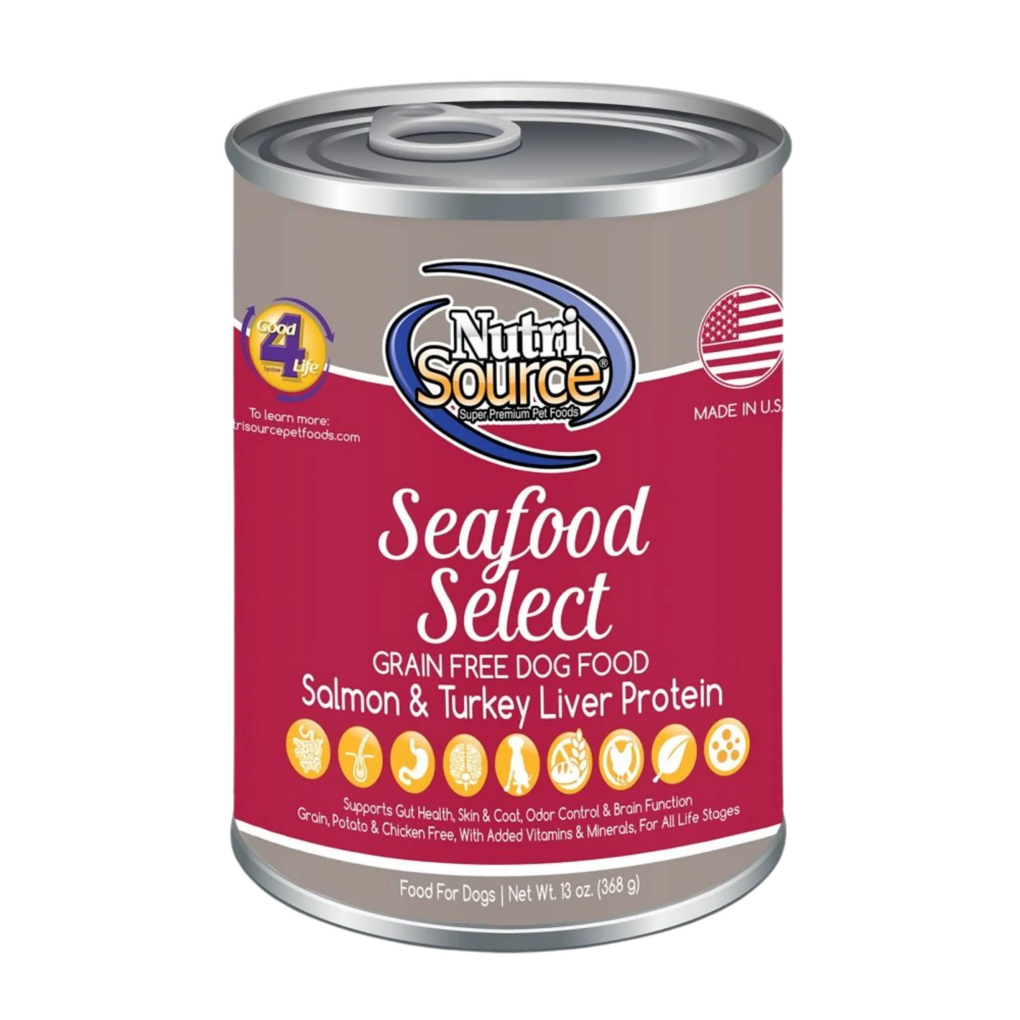NutriSource Grain-Free Seafood Select Formula Canned Dog Food 13-oz