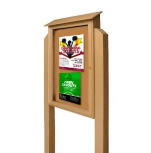 Outdoor Message Center Cork Board 40" x 60" with Posts | LEFT Hinged - Single Door Info Board