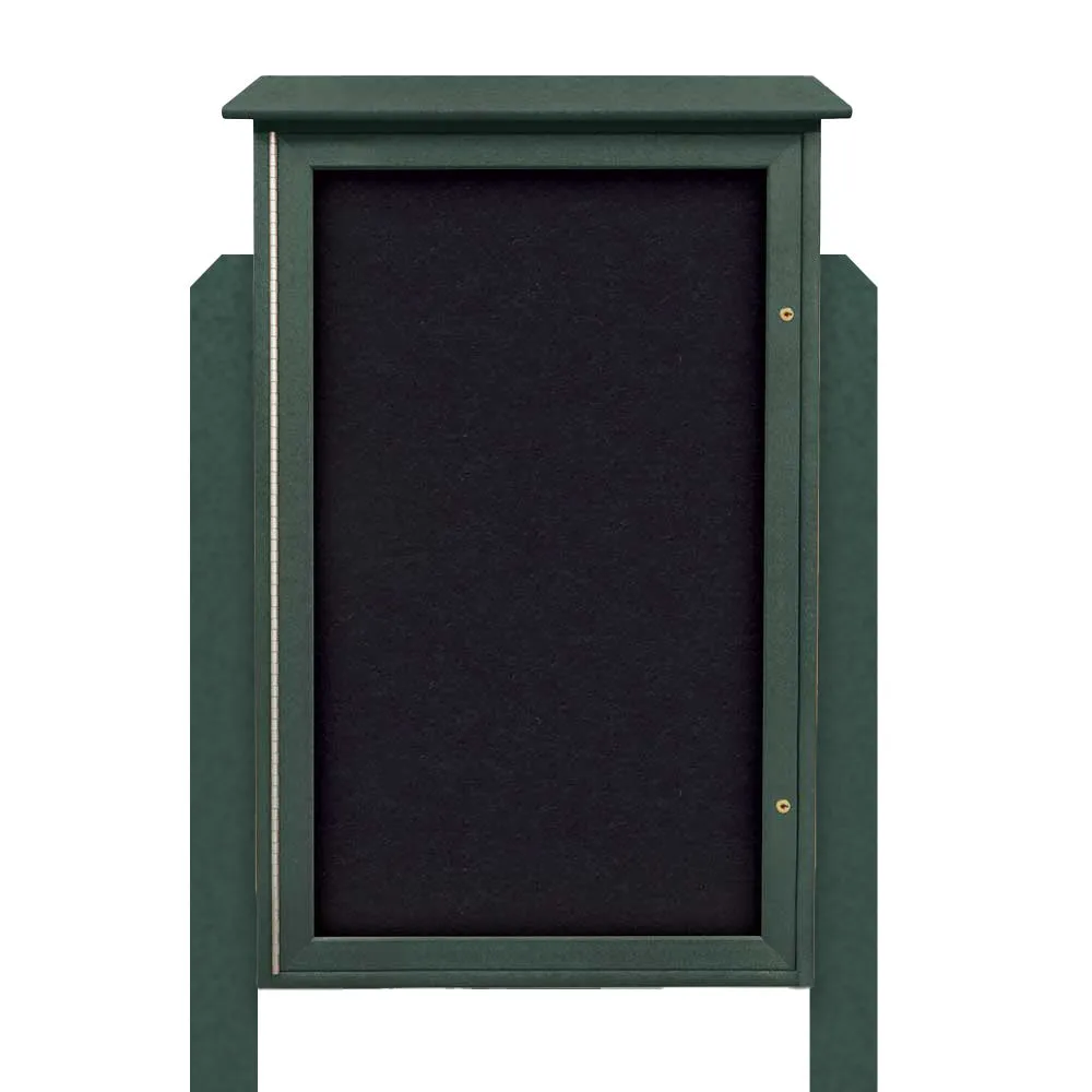 Outdoor Message Center Cork Board 40" x 60" with Posts | LEFT Hinged - Single Door Info Board